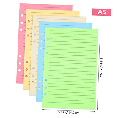 NUOBESTY 50pcs Planner Refill Paper Loose Leaf Binder Filler Paper College Ruled Notebook Refills