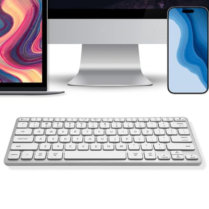 Macally Wireless Bluetooth Keyboard for Mac - Premium Multi Device Connectivity - Compatible Apple Keyboard for MacBook Pro/Air, iMac, Mac mini, iPad, Laptop, and PC - color: Silver