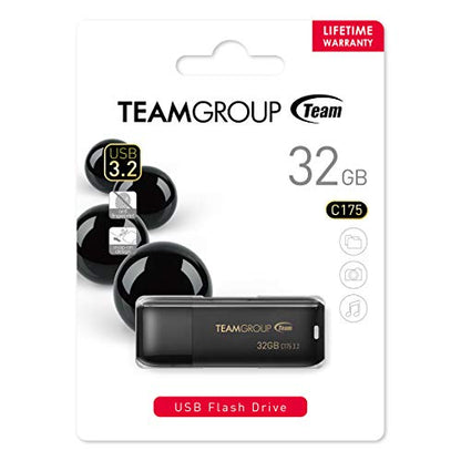 TEAMGROUP C175 32GB 5 Pack USB 3.2 Gen 1 (USB 3.1/3.0) Flash Thumb Drive, External Data Storage Memory Stick Compatible with Computer/Laptop Matte Black TC175332GB21 - size: 32GB (5-Pack)
