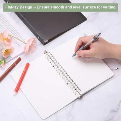 M&G Telescoping Binder Notebook, B5 26 Holes Spiral Ring 60 Sheets Notepaper Refillable Ring Binder with Frosted Cover for Office Home, Partially Grid Lines