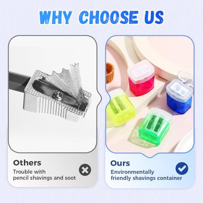 Pencil Sharpeners with Lid, Dual Holes Handheld Pencil Sharpener Manual for Standard and Jumbo Pencils, Compact Cute Sharpener for Adults Students School Home Office (4pcs) - color: 4pcs