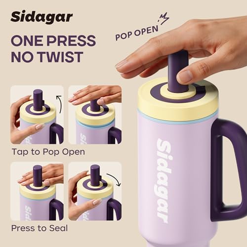 36oz Insulated Tumbler with Handle, Stainless Steel Water Bottle, Leak-Resistant Travel Coffee Mug with Push Button Lid, Cup Holder Friendly for Tea & Daily Use, Purple - color: Lavender Mist