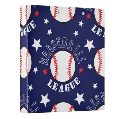 3 Ring Binder with Clipboard, D Rings Holds 200 Sheets, Heavy Duty Binders Folder for School Office, Waterproof PVC Cover with 3 Interior Clear Pockets, Baseballs