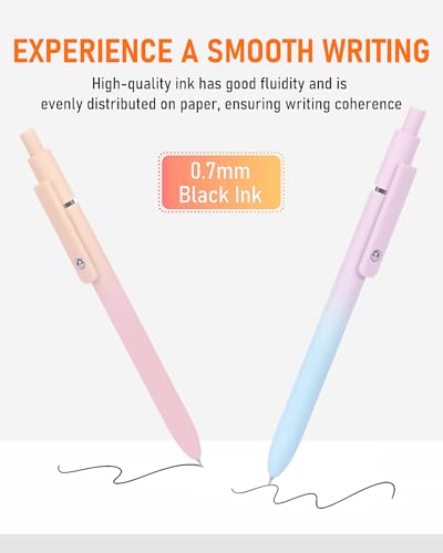 FIOVER Gel Pens, 5pcs Black Ink Medium Point 0.7mm Smooth Writing Pens with Comfort Grip, Aesthetic Ballpoint for Journaling School Office Supplies, Gifts for Women Men(5PCS Gradient Black Ink) - color: 5PCS Gradient Black Ink