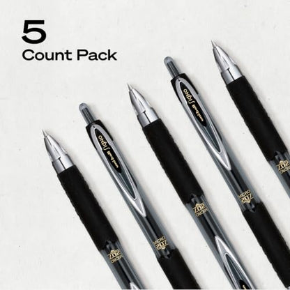 uniball™ 207 Gel Pens, Black Ink, 0.5mm Micro Point, Retractable, 5 Count | Smooth Writing, Fraud-Resistant, uni Super Ink™