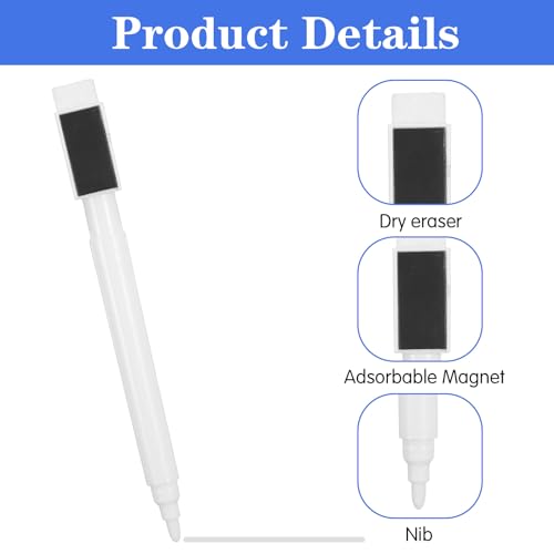 6 Pcs White Dry Erase Markers Fine Tip Markers with Eraser Cap and Cleaning Cloth Dry Erase Pens for School Teachers Office Home Blackboard Supplies