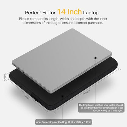 14 Inch Laptop Sleeve Case for DELL XPS 15 / Inspiron 14, HP Pavilion 14/Chromebook 14/Steam 14, Lenovo ideapad 14, ASUS Vivobook 14, Water Resistant Computer Sleeve 14 Inch Laptop Bag -Black - color: Black, size: 14 inch