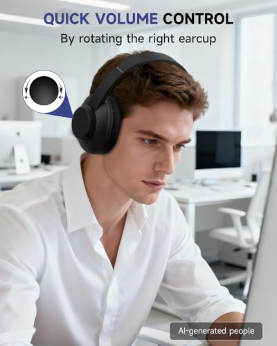 AOC USB Headset with Microphone for PC, Over-Ear Wired Headphones with Mic, Noise-Cancelling Boom, 40mm Audio Drivers, USB-A/C Compatibility for Office, Call Centers & Online Meetings (Black)