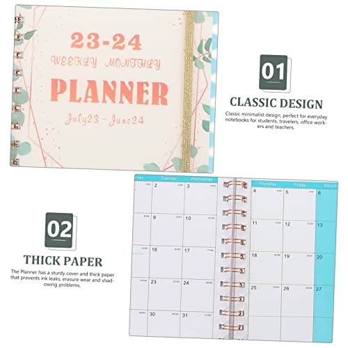 Portable Academic Planner Organizer Daily Agenda Notebook for Scheduling Note Taking Work Planning Weekly Calendar Memo Sections Stickers