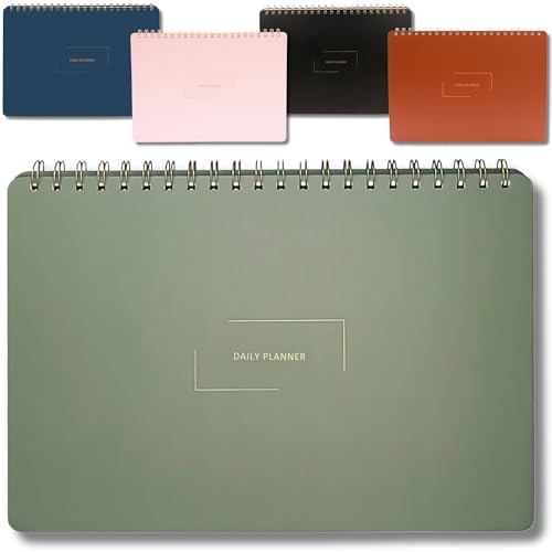 Undated Daily Planner | 8.25” x 11.75” Work To-Do Notebook | ADHD Academic Organizer | Multi-Layout | Men and Women Planner | College Supplies | Evergreen | Landscape Layout - color: Evergreen, size: Daily Planner - Landscape