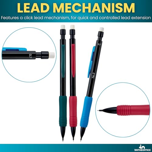 1InTheOffice Mechanical Pencils 0.7mm, #2.5, HB Lead, Black Lead, Smoke Barrel 24 Pack