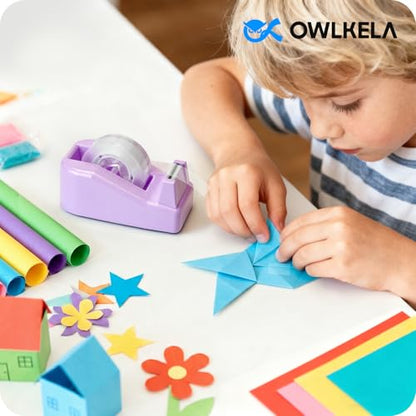 OWLKELA Lightweight Desktop Tape Dispenser, Non-Skid Base Tape with Dispenser, Ideal for Office, Home and School, 1 Pack Tape Holder with 8Pcs Transparent Tape, 0.71 Inch x 1000 Inches, Purple - color: Purple, size: 1 Pcs