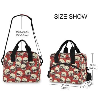 ALAZA Retro Skulls Red Insulated Lunch Bag Women Men Portable Reusable Cooler Lunch Tote Bag for Work Office Picnic College - color: Multi 15