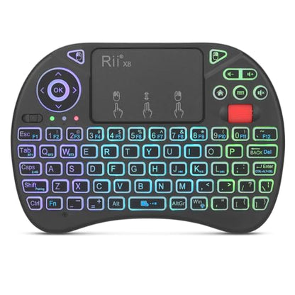 Rii X8 Mini Keyboard,Upgrade 2.4GHz Wireless and Bluetooth Keyboard with Touchpad,RGB Backlit,Rechargeable Battery for Android TV Box/Mac/PC/Nvidia Shield(2.4G+BT Version)