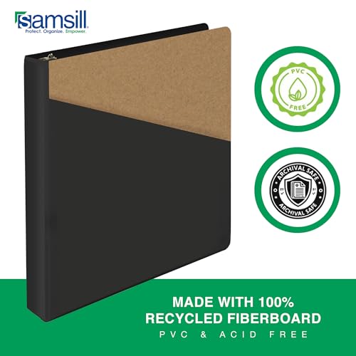 Samsill 1 Inch Document Storage Binder, 100% Recycled Chipboard, Round Ring, 3 Ring Binder, Black - color: Black, size: 1 Inch, style: Single