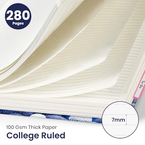 Large Spiral Lined Notebook for Work with Dividers & Tabs, 8.5"x11" Hardcover 5 Subject Notebook, College Ruled, 280 Pages, Blue Valley - color: J - Blue Valley