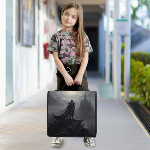 3 Ring Zipper Binder with Shoulder Strap Death 3 Handle 1.5 inch Portfolio File Organizer Bag School Office 500 Sheets Capacity