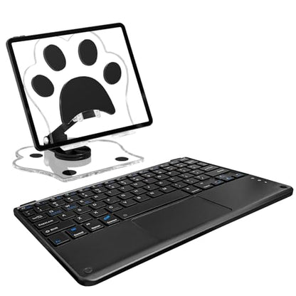 for Bluetooth Keyboard Touchpad Built, Cute Tablet Stand Adjustable & Foldable, Wireless Rechargeable Bluetooth for iPad, iPad Pro/Mini/Air, Samsung Xiaomi Tablets, etc -Pure Black - color: C-Touchpad Keyboard-Pure BLACK