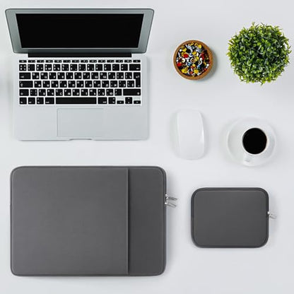 RAINYEAR 14 Inch Laptop Sleeve Protective Case Soft Fluffy Lining Cover Carrying Bag with Front Pocket & Accessories Pouch, Compatible with 14" Notebook Computer Chromebook (Gray, Upgraded Version) - color: Gray(Upgraded Version), size: 14"