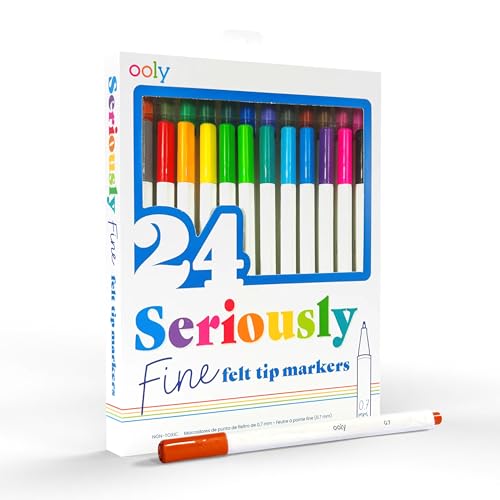 Ooly Seriously Fine Felt Tip Markers, Set of 24, 0.7mm | Ergonomic, Comfortable Triangle Grip, Non-Toxic, Great for Students, Planners & Journaling, Gift for Teens & Adults - color: Fine Felt Tip