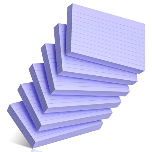 300 Count Index Cards 3 x 5 Inch Ruled Purple Index Cards, Flash Cards College Ruled for School, College, Office and Home Organization, Durable Study To Do List Note Cards with Ruled Lines - color: Purple