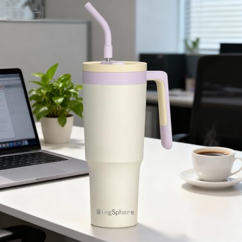 40 Oz Insulated Water Bottle with Straw & Handle, White | Leak-Proof, Keeps Cold 18H / Hot 12H, Removable Straw Cap for Easy Cleaning, Built-In Fruit Infuser for Tea & Fruit Drinks - color: White
