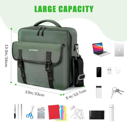 3 Ring Zipper Binder Bag for 700+ Sheets Capacity Detachable Backpack Straps & Shoulder 14 Inch Laptop for and Office (Green) - color: Green