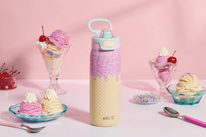 Ello Kids Pop & Fill 18oz Stainless Steel Water Bottle with Quick Fill Technology, Double-Wall Vacuum Insulation, Leak Proof Locking Lid, Sip & Chug, BPA Free, Gifts for Girls Boys, A La Mode - color: A La Mode, size: 18 Ounces