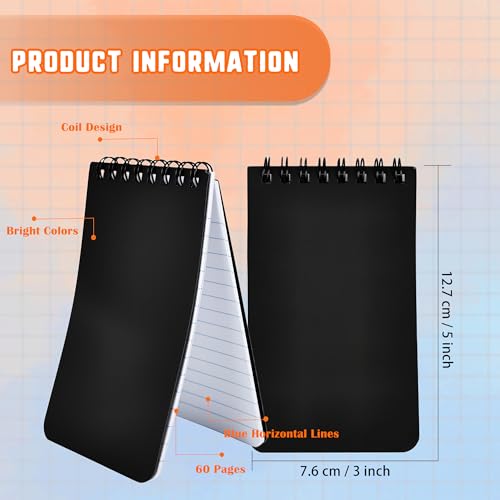 80 Pcs Mini Spiral Notebooks Bulk Black Pocket Notepads 3 x 5 Inch 60 Sheets/120 Pages Small Spiral Notepads for Kids School Classroom Office