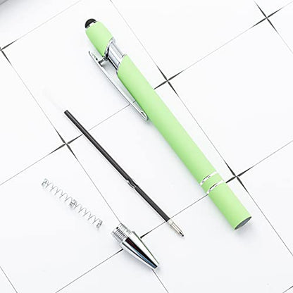 PASISIBICK 12 Pieces Rainbow Rubberized Soft Touch Ballpoint Pen with Stylus Tip, Stylish, Premium Metal Pen, Black Ink, Medium Point(Pack of 12) - color: 12 Pcs Stylus Pens