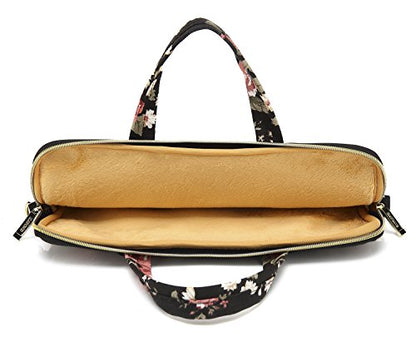 kayond Black C Rose Patten water resistant Laptop Shoulder Messenger Bag Case Sleeve for 15 Inch 15.6 Inch Laptop,Laptop Briefcase - color: Black C Rose, size: 15-15.6 Inch
