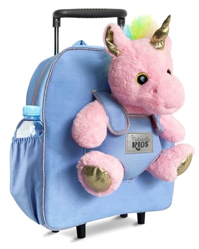 Toddler Luggage for Girls w Unicorn Toys, Kids Rolling Backpack for Girls, Toddler Suitcase, Gifts for 3 4 5 6 Year Old - color: 08 Unicorn Pink, style: Trolley