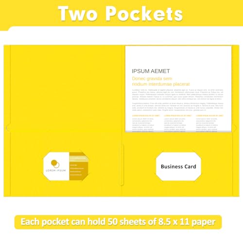 Two Pocket Folders, PANDRI 50 Pack 2 Pocket Folders, Letter Size Paper File Folder for School Office Home Business, Yellow - color: Yellow