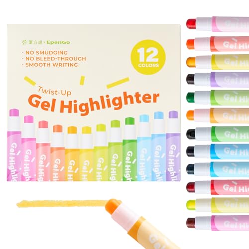 12-Pack Bible Gel Highlighters, Pastel No Bleed No Smear Twist-Up | Vibrant aesthetic twist-up gel, quick-dry no bleed on thin paper. Ideal for bible journaling, study, school and note-taking.