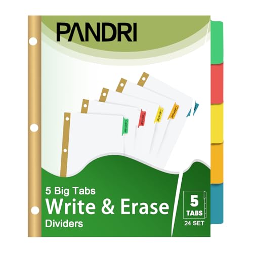 Binder Divider, PANDRI 120 Pack Binder Index Dividers with 5 Tabs,Letter Size Paper Binder Divider for School Office Home Business,White