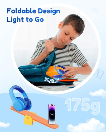 EarFun Kids Bluetooth Headphones, K2 Kids Headphones with Volume Limited, 60H Playtime, Bluetooth 5.4 Headphones with Mic, Stereo Sound, Foldable Over-Ear Headphones for Kids/School (Royal Blue) - color: Royal Blue