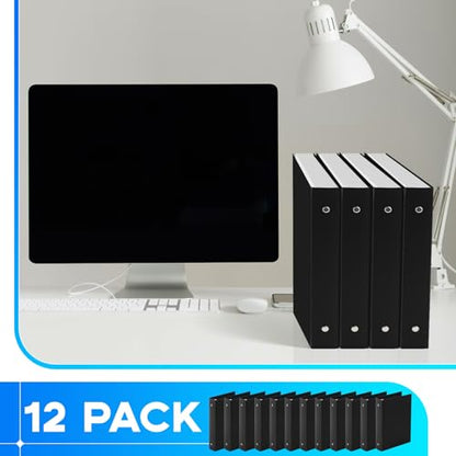 Henoyso 12 Pcs Plastic Mini 3 Ring Binders 1.5'' Binder, Fits 5.5" x 8.5" Paper Holds(capacity 280 Sheets), Flexible Three Round Rings Small Black Binders Bulk for School, Office Use, Photo Album Page - color: Black, size: 1.5 Inch