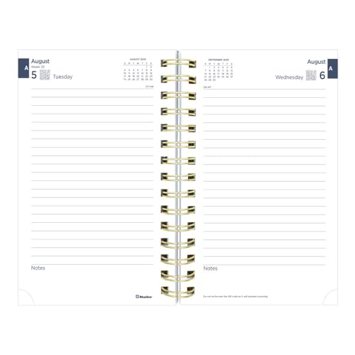 Blueline® Essential Academic Daily/Monthly Planner, August 2025 to July 2026, Gold Twin-Wire Binding, Poly Cover, 8" x 5", Under the Sea Design, Waves (CA214PH.02-26)