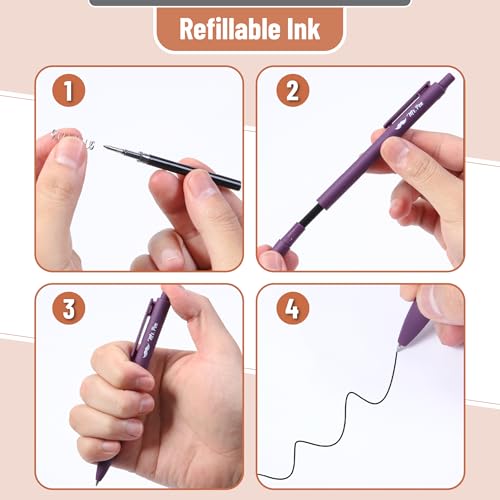 Mr. Pen- Retractable Gel Pens, 12 Pack, Black Ink, Earthly Neutrals Barrel | Fine Point 0.5mm, Fast Dry, Smooth Writing, Cute Pens for Drawing, Writing Planner and School Supplies - color: Earthly Neutrals Barrel, Black Ink, size: 12 Pack