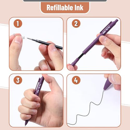 Mr. Pen- Retractable Gel Pens, 12 Pack, Black Ink, Earthly Neutrals Barrel | Fine Point 0.5mm, Fast Dry, Smooth Writing, Cute Pens for Drawing, Writing Planner and School Supplies - color: Earthly Neutrals Barrel, Black Ink, size: 12 Pack
