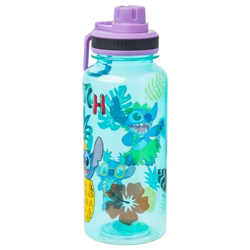 Silver Buffalo Disney Lilo and Stitch Pineapple, Plastic Water Bottle, 32oz | Twist Spout, Includes Sticker Set, You Stick Yourself, 0.95 Liters - color: Lilo and Stitch Pineapple