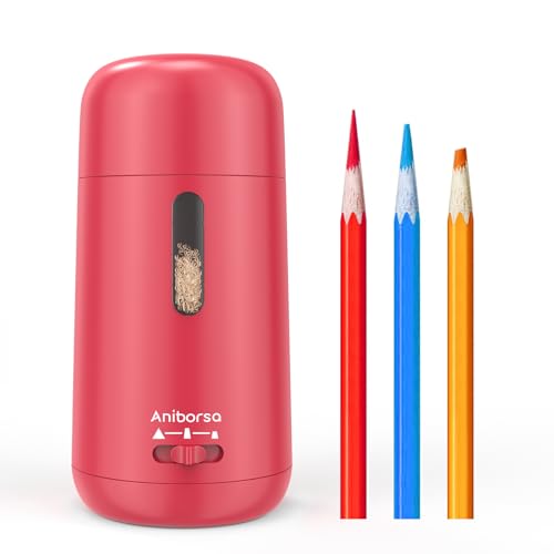 Automatic Electric Pencil Sharpener - Auto Feed, Auto Stop & Auto Eject, Rechargeable for Classroom, Home, School, Office, Rose Red - color: Rose Red