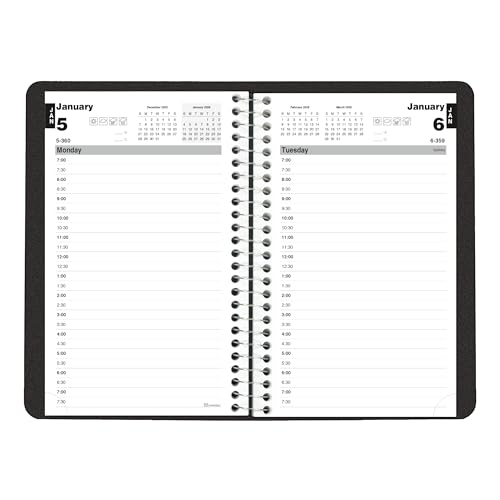 Blueline® 2026 Essential Daily Planner, Appointment Book, 12 Months, January to December, Spiral Binding, 8" x 5", Black (C2504.81T-26)