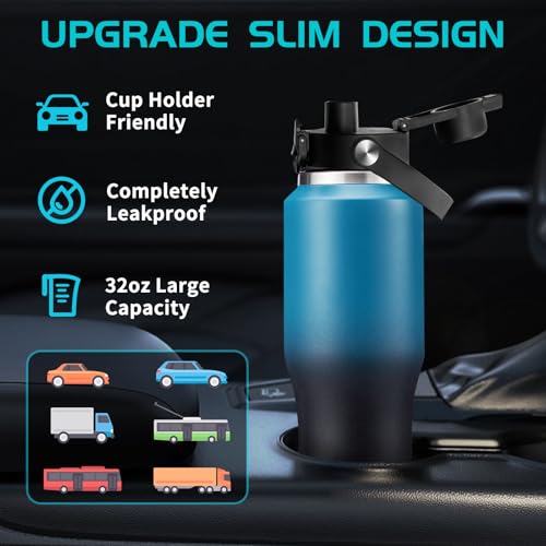 40 oz Insulated Water Bottle with Straw and Spout Lid, Stainless Steel Water Bottle Fits in Cup Holders, Double Wall Metal Flask Large Water Cup for Drive Trip Gym - color: Rose&Purple, size: 40 Ounces