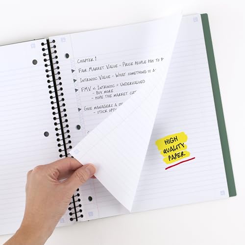 Five Star Advance Spiral Notebook + Study App, 3 Subject, College Ruled Paper, 8-1/2" x 11", 150 Sheets, Spiral Guard, Movable Tabbed Dividers, Seaglass Green (73136) (Pack of 6) - color: Seaglass Green, size: Pack of 6