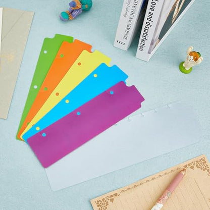 SUPERFINDINGS 18Pcs 6 Styles Plastic Binder Divider 8.5x2.3inch Colorful Snap-in Bookmark Semi Transparent Mini Dividers with Document Tap for 3 Ring Binders for Notebook Planner