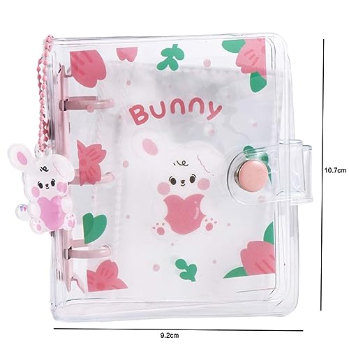 Leadigol Mini Photo Album Cover, 3 Ring Photocard Holder Book 1 Pc Binder Notebook Cover with 2 Pcs Loose Leaf Binder Ring Notebook Cove for Women Girl(Pink) - color: Pink