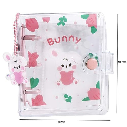 Leadigol Mini Photo Album Cover, 3 Ring Photocard Holder Book 1 Pc Binder Notebook Cover with 2 Pcs Loose Leaf Binder Ring Notebook Cove for Women Girl(Pink) - color: Pink