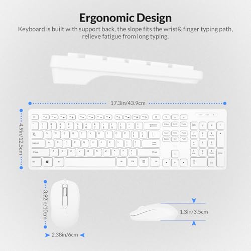Wireless Keyboard and Mouse Combo - Rii Standard Office PC Keyboard and Optical Wireless Mice (White) - color: WHITE