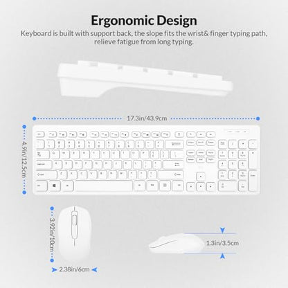 Wireless Keyboard and Mouse Combo - Rii Standard Office PC Keyboard and Optical Wireless Mice (White) - color: WHITE